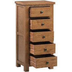 Dodford Rustic Oak 5 Drawer Wellington Chest