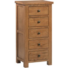 Dodford Rustic Oak 5 Drawer Wellington Chest