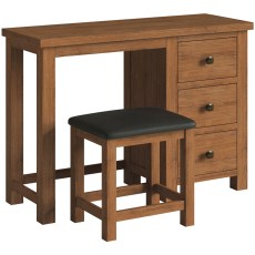 Dodford Rustic Oak Single Pedestal Dressing Table and Stool
