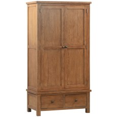 Dodford Rustic Oak Gents Wardrobe with 2 Drawers