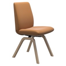 Stressless Quickship Laurel Large Low Back D200 Dining Chair in Batick New Caramel with Oak