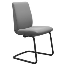 Stressless Quickship Laurel Large Low Back D400 Dining Chair in Batick Wild Dove with Black Metal