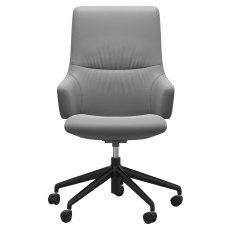 Stressless Quickship Mint High Back Office Chair with Arms in Batick Wild Dove with Black Stressless Quickship Mint High Back Office Chair with Arms in Batick Wild Dove with Black