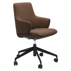 Stressless Quickship Laurel Low Back Office Chair with Arms in Batick Warm Brown with Black Stressless Quickship Laurel Low Back Office Chair with Arms in Batick Warm Brown with Black