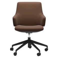Stressless Quickship Laurel Low Back Office Chair with Arms in Batick Warm Brown with Black Stressless Quickship Laurel Low Back Office Chair with Arms in Batick Warm Brown with Black