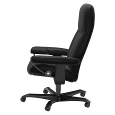 Stressless Quickship Consul Medium Office Chair in Batick Black with Black Base Stressless Quickship Consul Medium Office Chair in Batick Black with Black Base