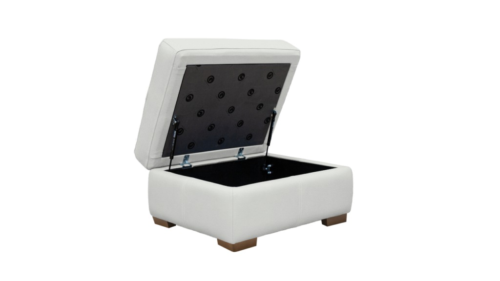 seattle storage footstool with wooden feet
