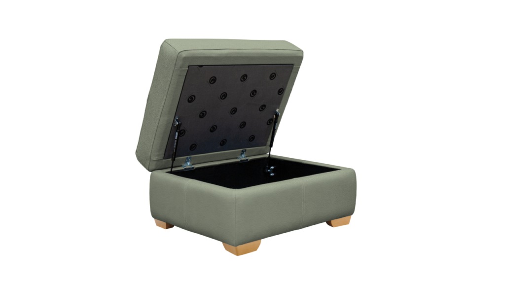 washington storage footstool with wooden feet