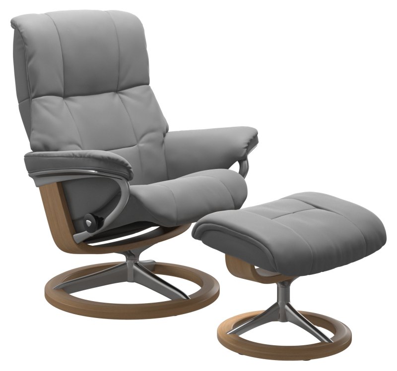 Stressless Mayfair Signature Base   Batick Wild Dove with Oak and Chrome