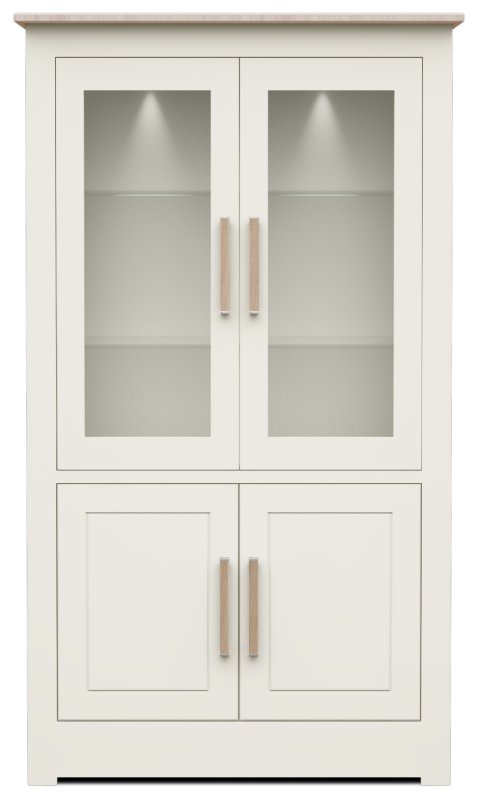 wide 4 door glazed cabinet tall
