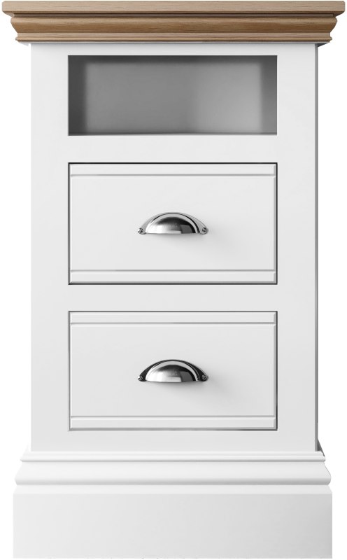 NEBS65   Small 2 Drawer Open Shelf Bedside