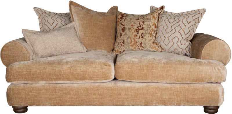 Horatio   2 Seater Sofa   Pillow Back   Front   Kairo Caramel  Otis Rust  Burnaby Rust  Larry Latte