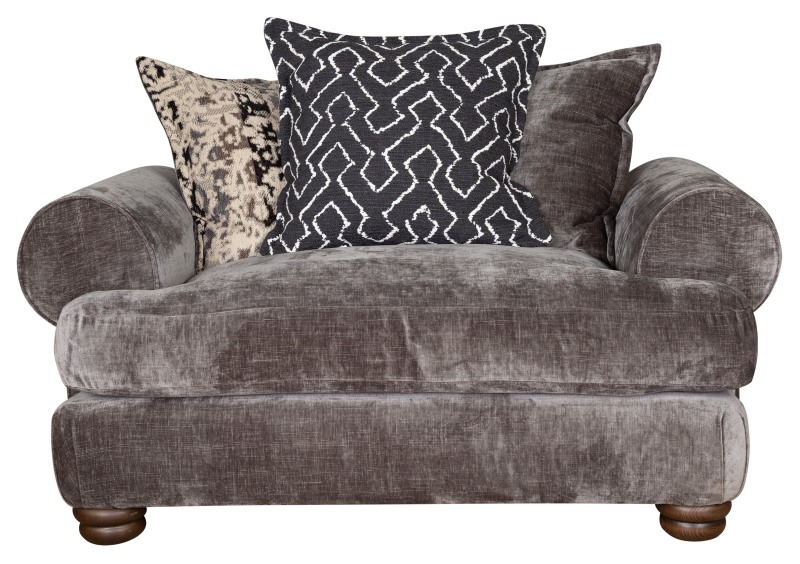 Horatio   Love Chair   Pillow Back   Front   Kairo Grey  Otis Mono  Burnaby Mono