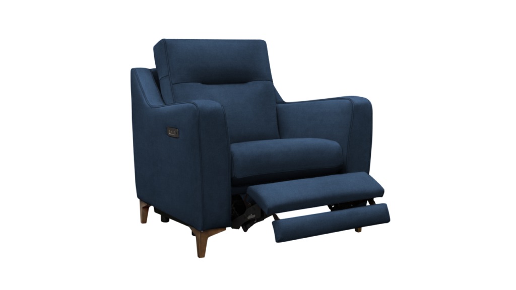 fabric armchair with power footrest