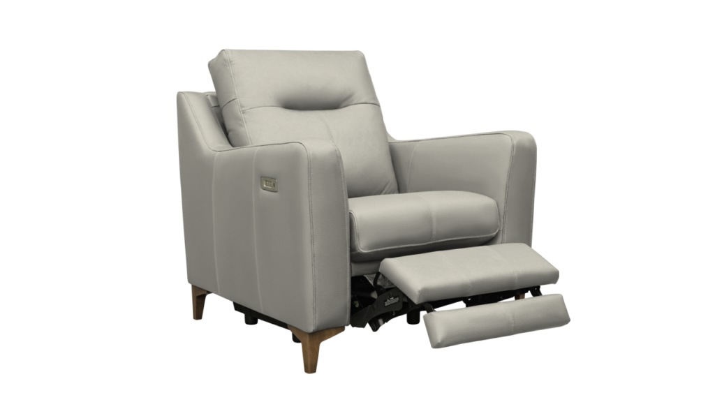 leather armchair with power footrest
