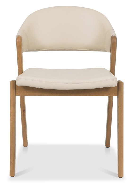 Bentley Designs Camden Rustic Oak Upholstered Chair - Ivory Bonded ...