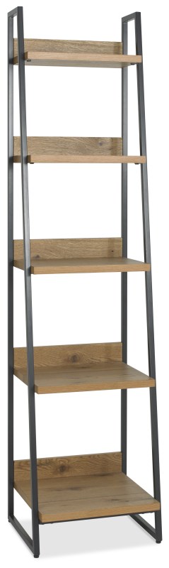 Indus Rustic Oak Narrow Open Display Unit   front angle