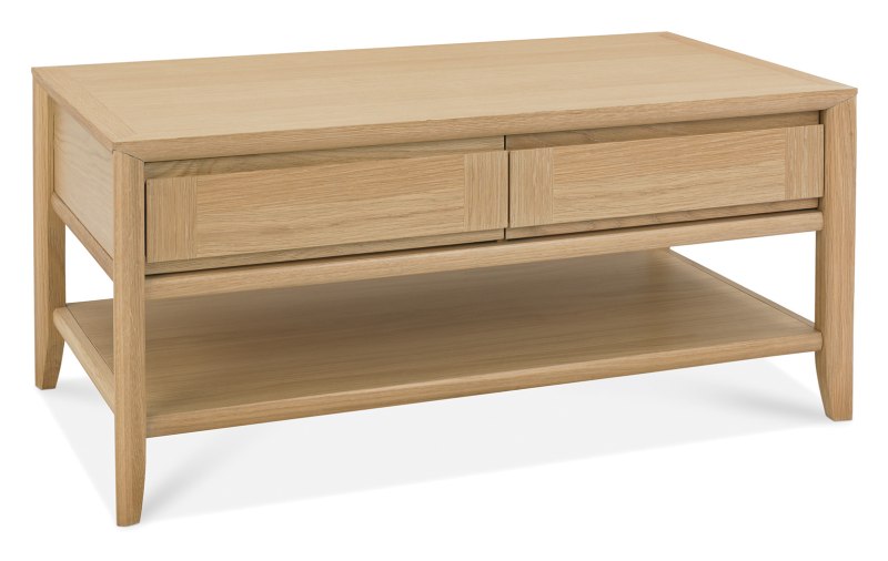 Bentley Designs Bergen Oak Coffee Table with Drawer  front angle shot
