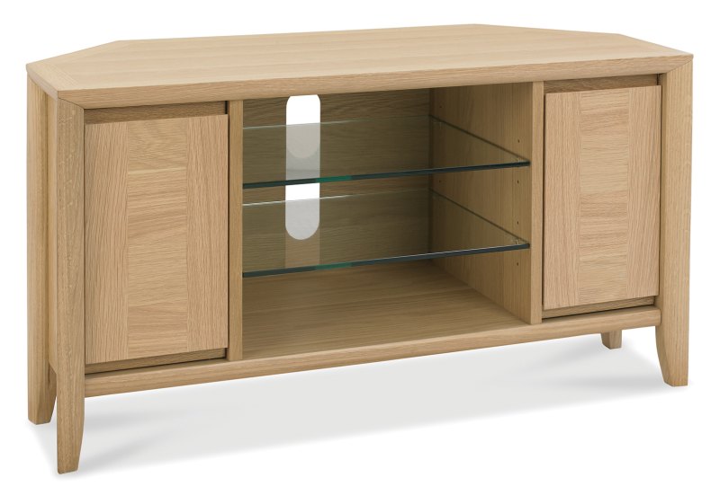 Bentley Designs Bergen Oak Corner Entertainment Unit  front angle