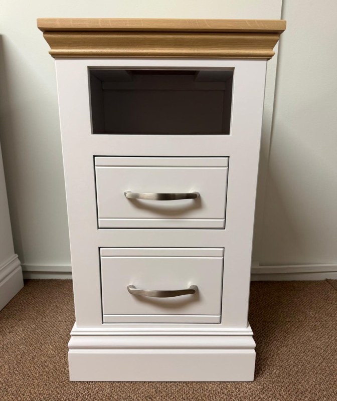 Hill and Hunter New England 2 Drawer Open Shelf Narrow Bedside