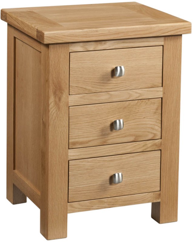 DOR001 3 drawer bedside bedroom storage natural oak lacquered