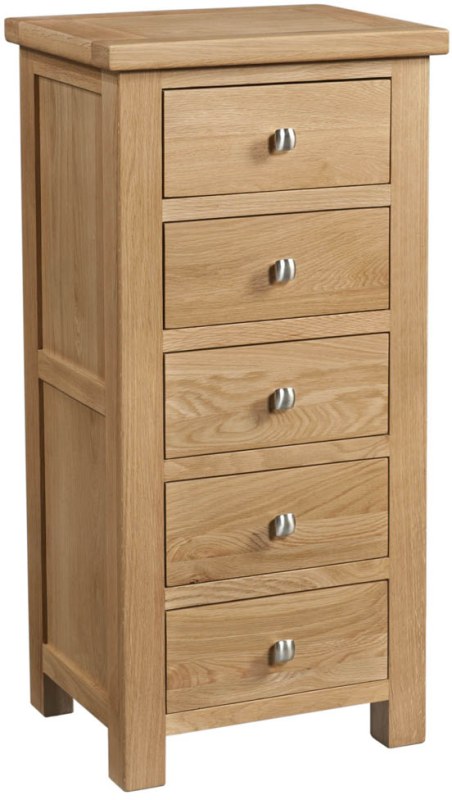 DOR002 5 drawer wellington chest bedroom storage natural oak lacquered