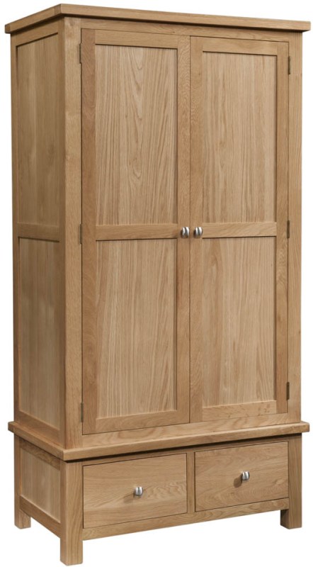 DOR032 double with two drawers hanging wardrobe bedroom storage natural oak lacquered