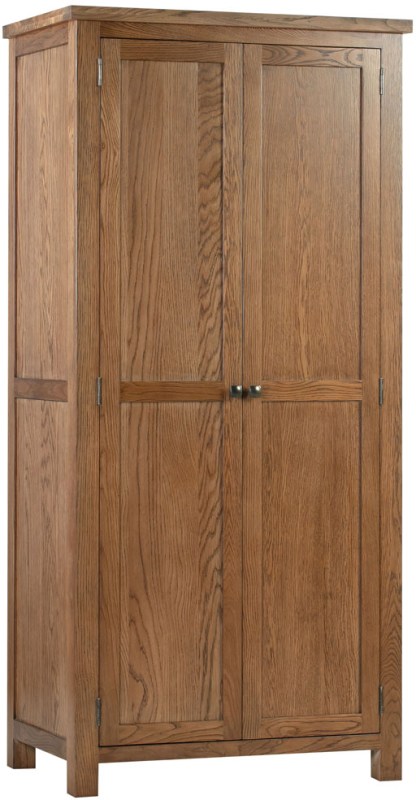 DOR031R all full hanging double 2 door wardrobe essential storage bedroom dark rustic oak