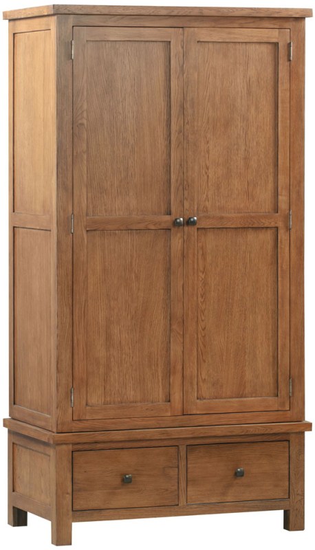 DOR032R double 2 door 2 drawer wardrobe essential storage bedroom dark rustic oak