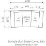 Kingsbury Curved Sofa Measurements