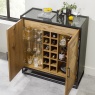 Indus Rustic Oak Drinks Cabinet   feature open