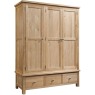 DOR033 triple with three drawers hanging wardrobe bedroom storage natural oak lacquered