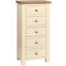 DPT002PI painted 5 drawer wellington chest bedroom storage oak top ivory