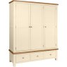 DPT033PI painted triple 3 door wardrobe 3 drawers storage bedroom oak top ivory