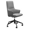 Stressless Quickship Mint High Back Office Chair with Arms in Batick Wild Dove with Black