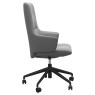 Stressless Quickship Mint High Back Office Chair with Arms in Batick Wild Dove and Black 3