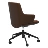 Stressless Quickship Laurel Low Back Office Chair with Arms in Batick Warm Brown and Black 4
