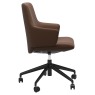 Stressless Quickship Laurel Low Back Office Chair with Arms in Batick Warm Brown and Black 3