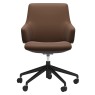 Stressless Quickship Laurel Low Back Office Chair with Arms in Batick Warm Brown and Black 2